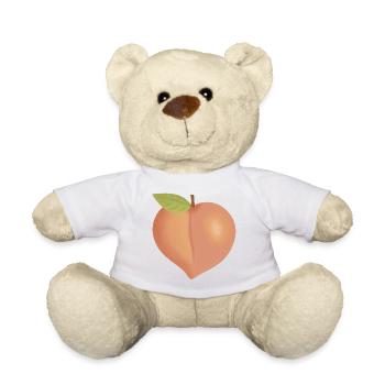 Peach with Leaf - Teddy Bear - white - Front