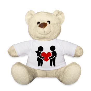 Paar Verliebt Herz - Teddy - Weiß - Vorne