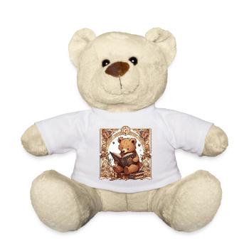 Lesender Bär – Süßes Design für Bücherliebhaber - Teddy - Weiß - Vorne