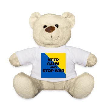 KEEP CALM AND STOP WAR! UKRINE PEACE NOW FCK RSS - Teddy Bear - white - Front