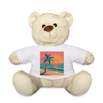 Retro Sunset Palm Over Ocean - Teddy Bear - white - Front