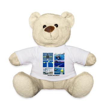 Raie de tennis néon sur court bleu - Nounours - blanc - Devant