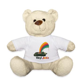Vinyl Junkie Retro Turntable Design - Teddy Bear - white - Front