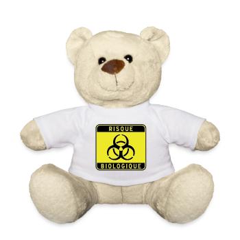 Panneau danger biologique, risque infectieux, mati - Nounours - blanc - Devant