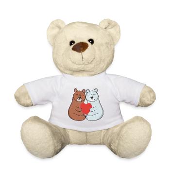 Adorable couple d’ours câlinés avec le cœur - Nounours - blanc - Devant