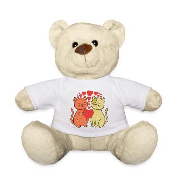 Two Heartfelt Cats Embrace - Teddy Bear - white - Front