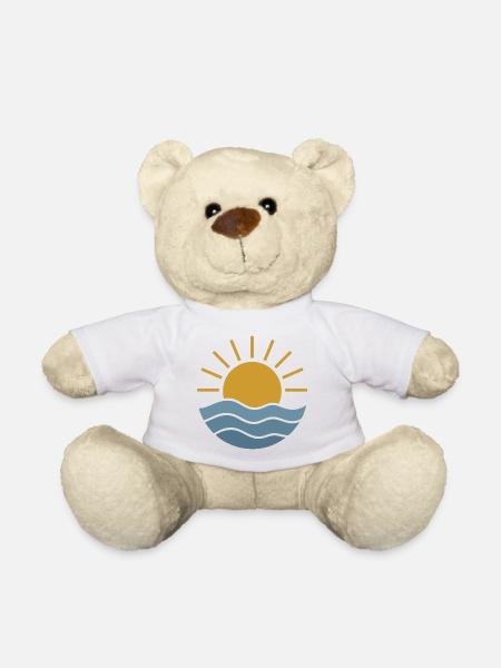 Golden Sunrise Waves - Teddy Bear - white