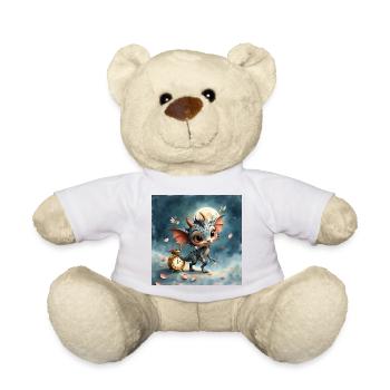 Night Baby Dragon with Clock - Teddy Bear - white - Front