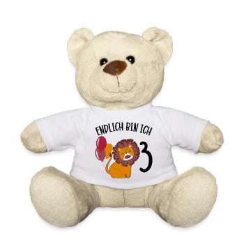 Birthday Lion 3 Year Old Leo Party Gift - Teddy Bear - white - Front