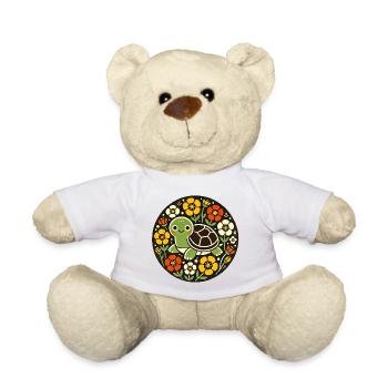 Winzige Schildkröte im Blumenkreis - Teddy - Weiß - Vorne