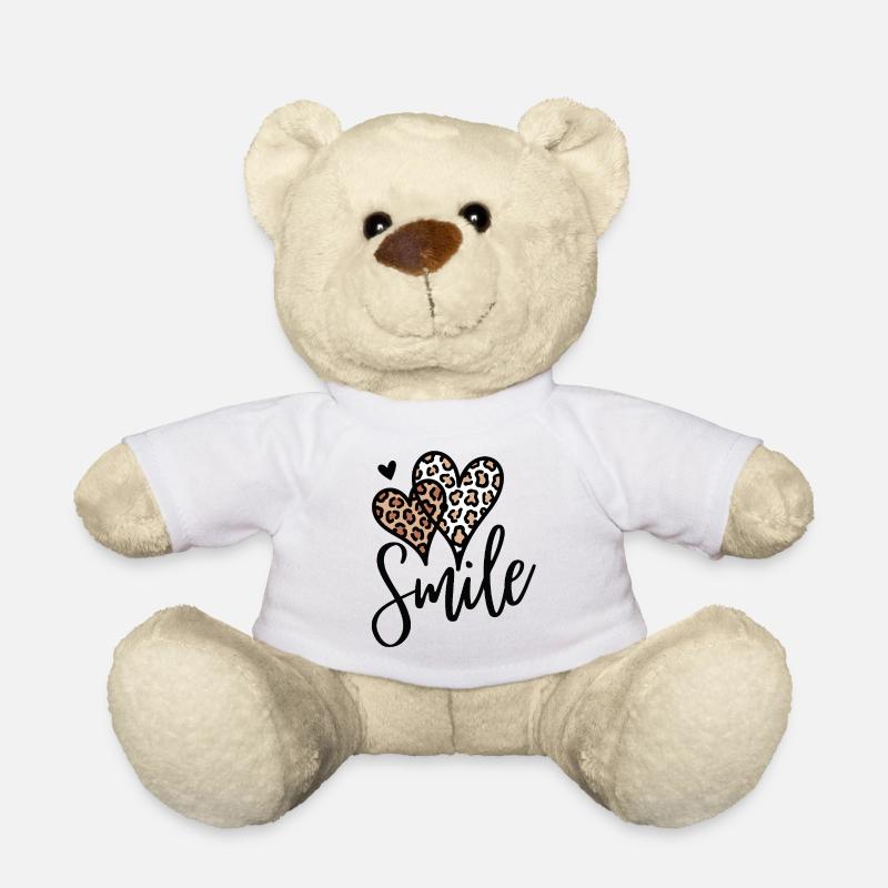 Police de sourire des cœurs de léopard - Nounours - blanc