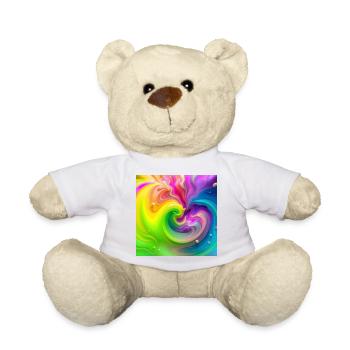 Farbwirbel Neon Regenbogen - Teddy - Weiß - Vorne