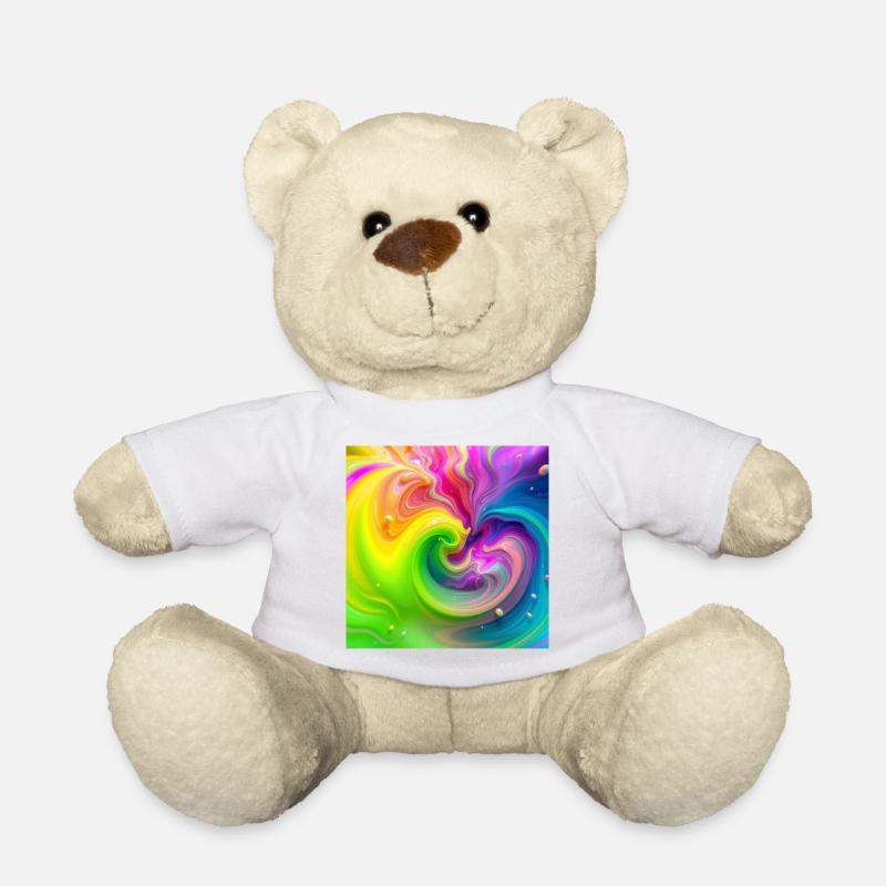 Farbwirbel Neon Regenbogen - Teddy - Weiß