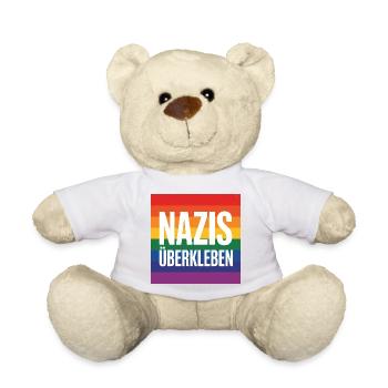 Nazis überkleben - Antifa Tee - Teddy - Weiß - Vorne