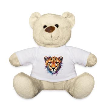 Bunter Leopard – Moderne Tier Illustration - Teddy - Weiß - Vorne