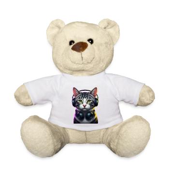 KatzenDJ Neon Kopfhörer Music lover cat - Teddy - Weiß - Vorne