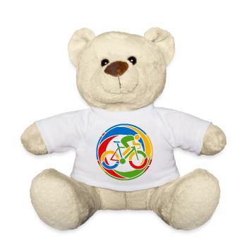 Motif artistique coloré de vélo de route - Nounours - blanc - Devant