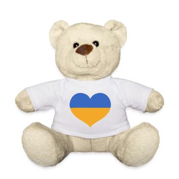 Flaggenherz in den Farben der Ukraine - Teddy - Weiß - Vorne