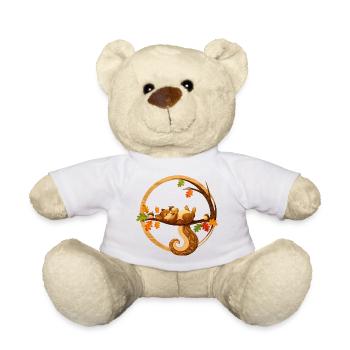 Schlafendes Eichhörnchen im Herbstkreis   - Teddy - Weiß - Vorne