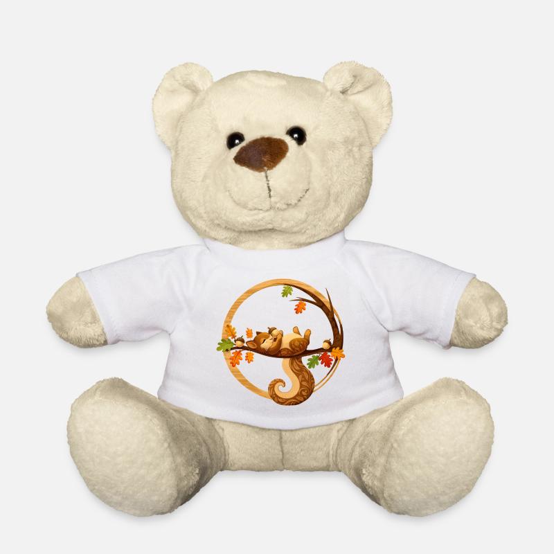 Écureuil endormi dans le cercle d’automne - Nounours - blanc