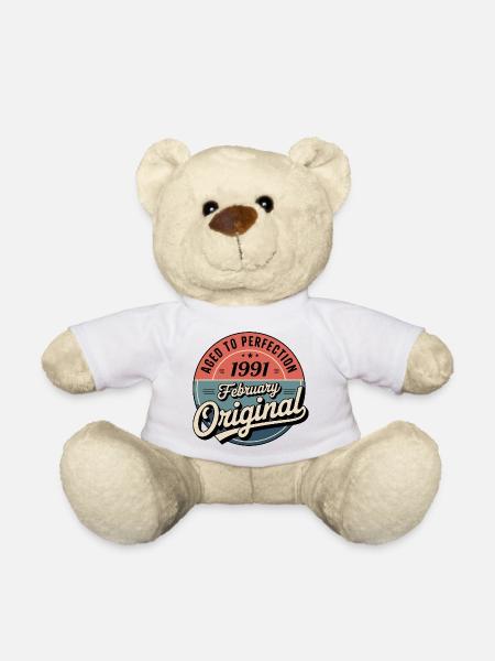 Birthday 1991 February 1991 born in February 1991 - Teddy Bear - white