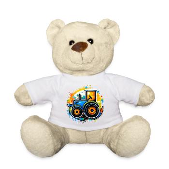 Bunter Traktor im Graffiti-Stil   - Teddy - Weiß - Vorne