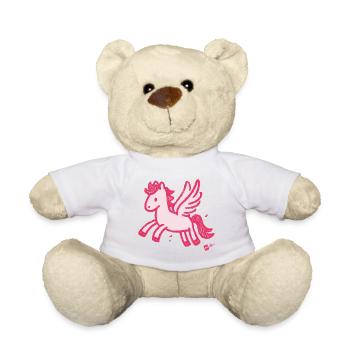 Winged Pony Pink Unicorn Sketch - Teddy Bear - white - Front