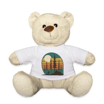 Waldsonne Radfahrer Retro-Landschaft geschenkidee  - Teddy - Weiß - Vorne