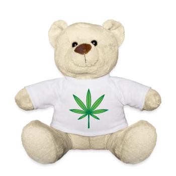 Cannabis / Marijuana / Chanvre (Contour / 2C Vert) - Nounours - blanc - Devant