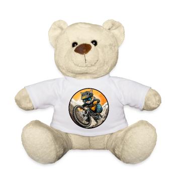 Cat Biker / MTB Kitten - Teddy Bear - white - Front