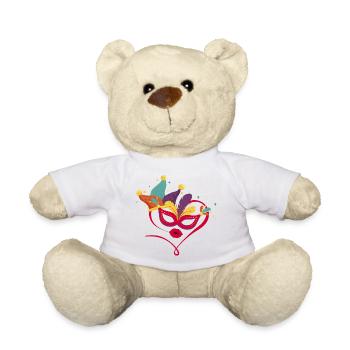 Carnival mask with colorful feathers - Teddy Bear - white - Front