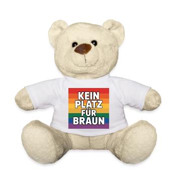 Kein Platz für Braun - Antifa Tee - Teddy - Weiß - Vorne