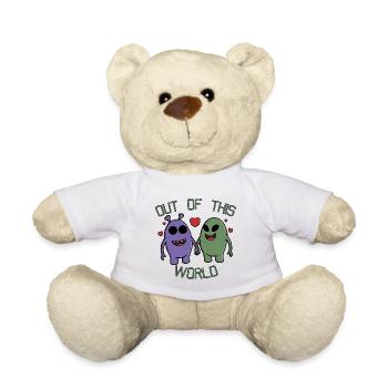 Out of This World Alien Couple Holding Hands - Teddy Bear - white - Front