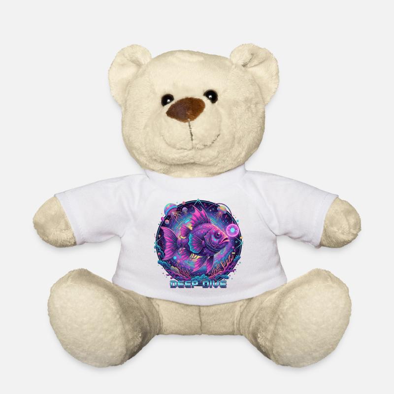 Deep Dive Neon Fish Underwater - Teddy Bear - white