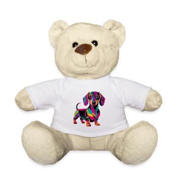 Farbenfroher geometrischer Dackelhund - Teddy - Weiß - Vorne