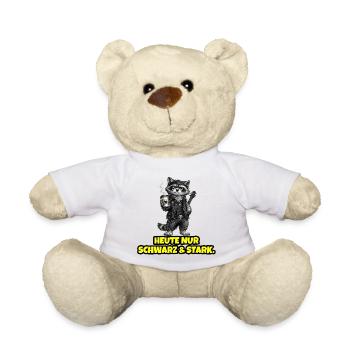 Heute nur Schwarz & Stark – Rock Waschbär - Teddy - Weiß - Vorne
