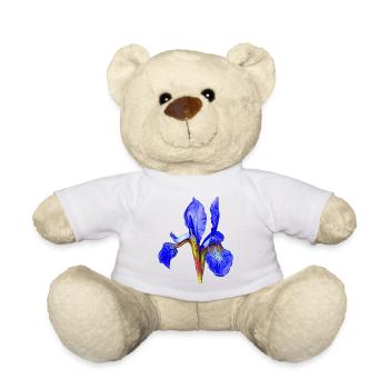 Blaue Iris Schwertlilie Neon Kontrast - Teddy - Weiß - Vorne