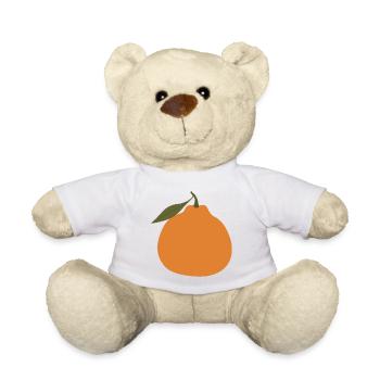 Minimalistisches Orange mit Blatt - Teddy - Weiß - Vorne