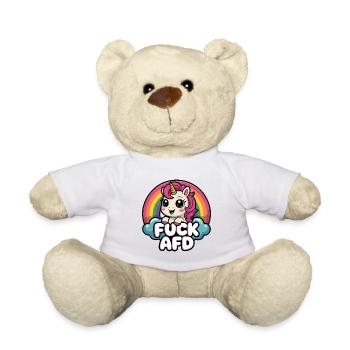 Fuck AFD - Antifa Einhorn Tee - Teddy - Weiß - Vorne