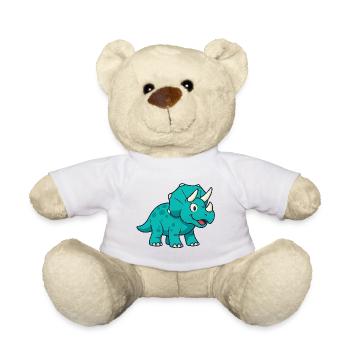 Fröhlicher Dino Triceratops - Teddy - Weiß - Vorne