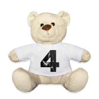 Motif noir à quatre rayures - Nounours - blanc - Devant