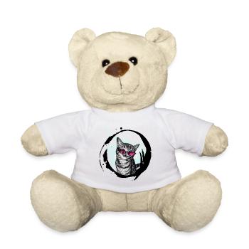 Cool Cat – Pink Sunglasses Retro Art Combo - Teddy Bear - white - Front
