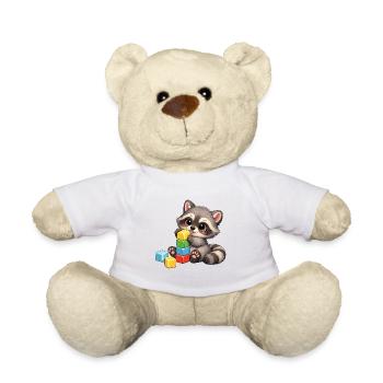 Baby Oskar mit Bauklötzen - Teddy - Weiß - Vorne