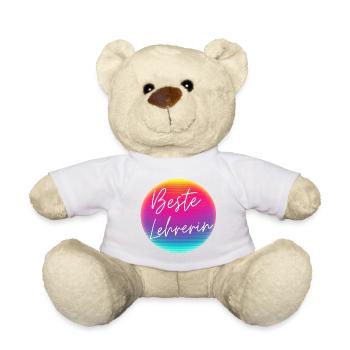Meilleur professeur ! Cercle néon personnalisable - Nounours - blanc - Devant