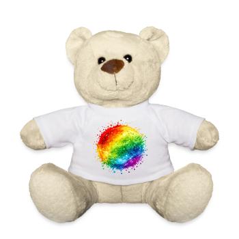 Rainbow Color Splash Explosion - Teddy Bear - white - Front