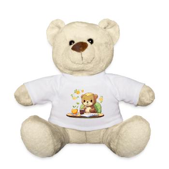 Cuddly bear on coffee - Teddy Bear - white - Front