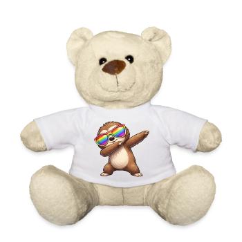 Süßer Faultier Cartoon Dab Regenbogen Sommer Cool - Teddy - Weiß - Vorne
