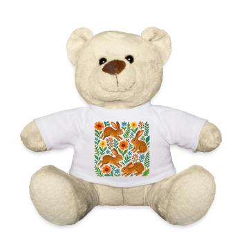 Aquarellkaninchen in Blühen - Teddy - Weiß - Vorne
