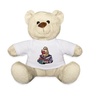 Bücherwurm-Faultier, Tier Lesen, Bücher Kunst - Teddy - Weiß - Vorne