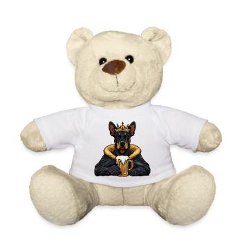Dobermann Hund Bier König - Teddy - Weiß - Vorne